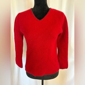 Old Navy red 100% lambswool long sleeve V-neck pullover sweater size medium